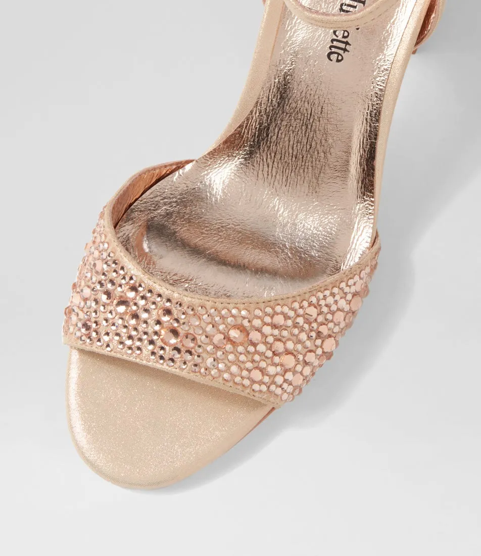 DJANGO & JULIETTE Kitta Rose Gold Shimmer Jewels Leather Sandals