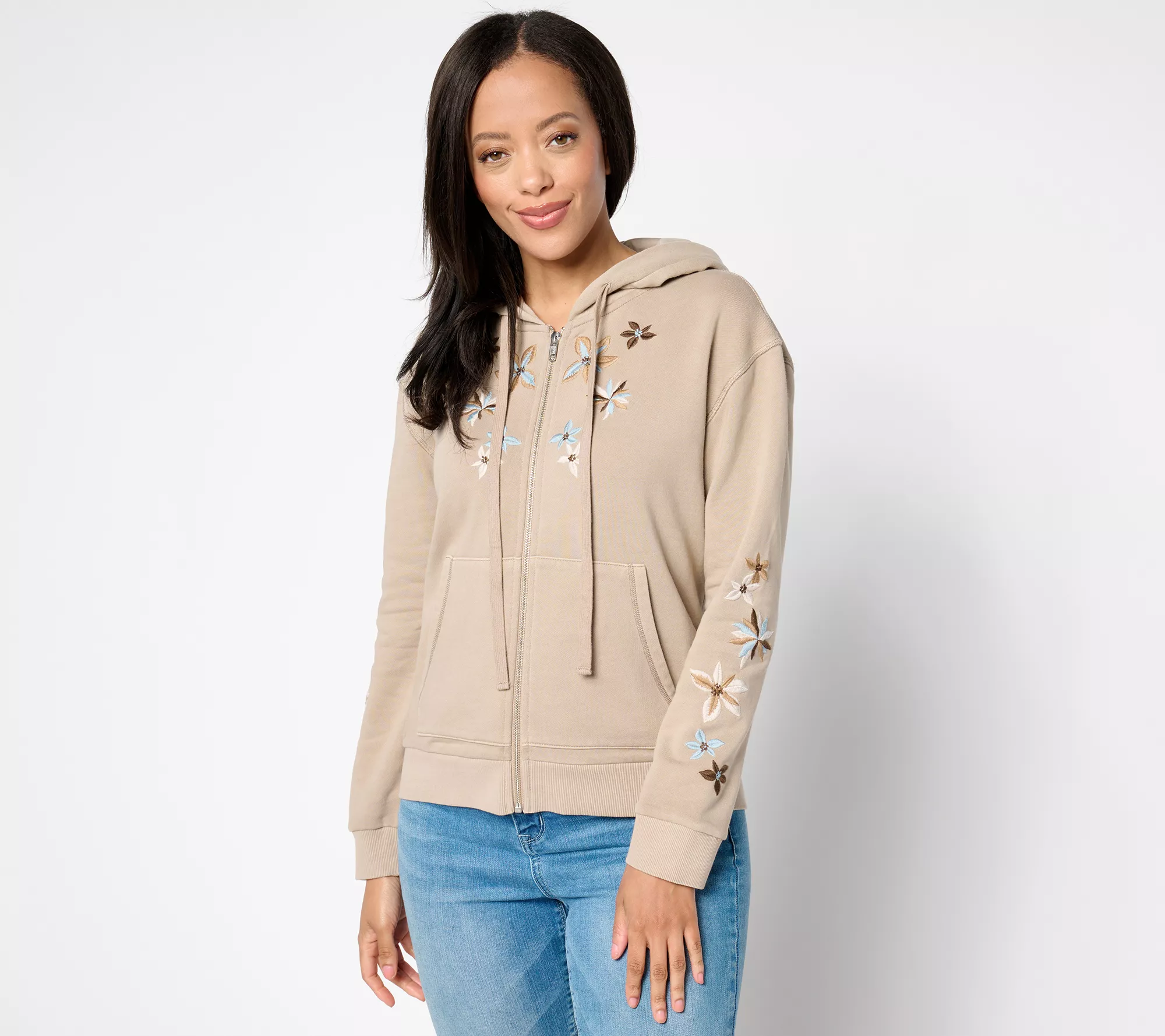 Driftwood Jeans Embroidered Zip-Up Hoodie - Indigo Detached