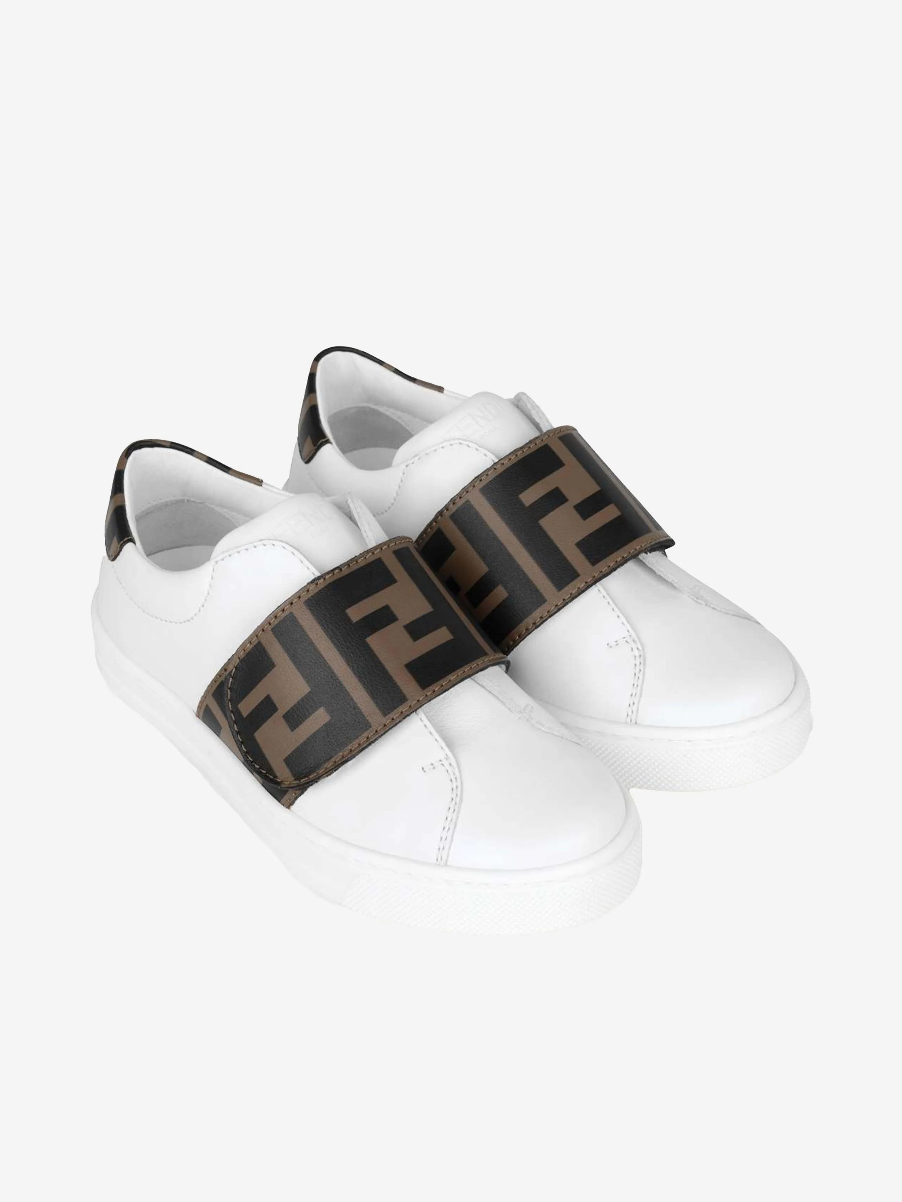 Fendi Leather FF Logo Strap Trainers