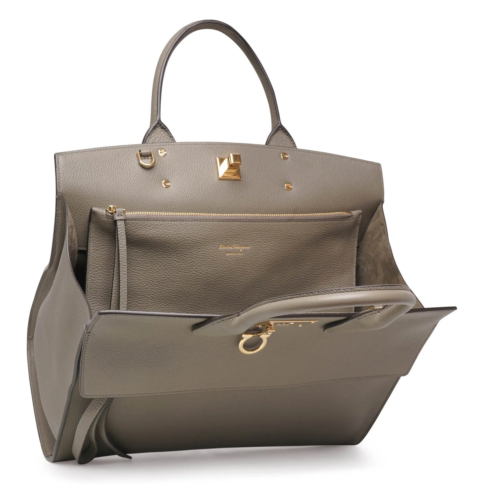 Ferragamo The Studio Soft olive leather bag