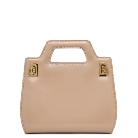 Ferragamo Wanda mini beige leather bag