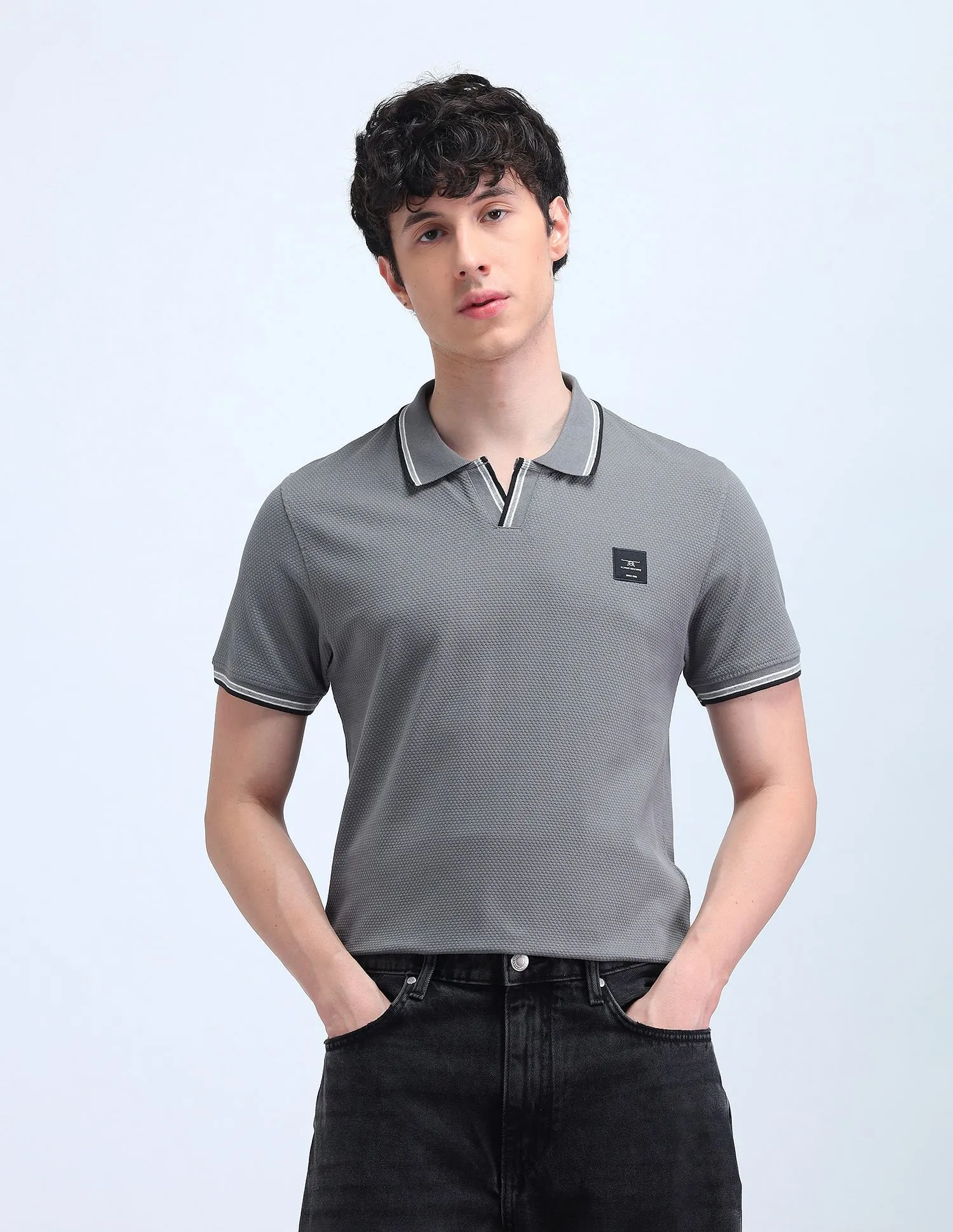 Flying Machine Cotton Solid Polo Shirt