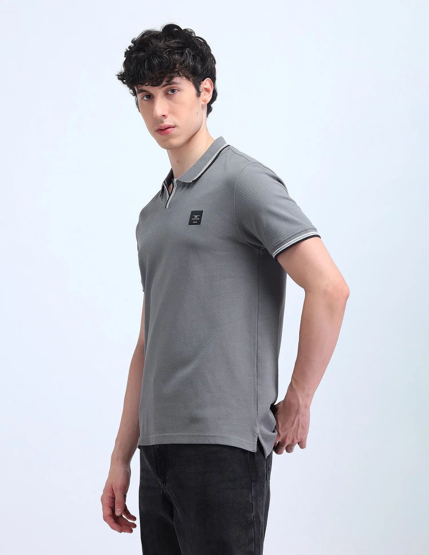 Flying Machine Cotton Solid Polo Shirt