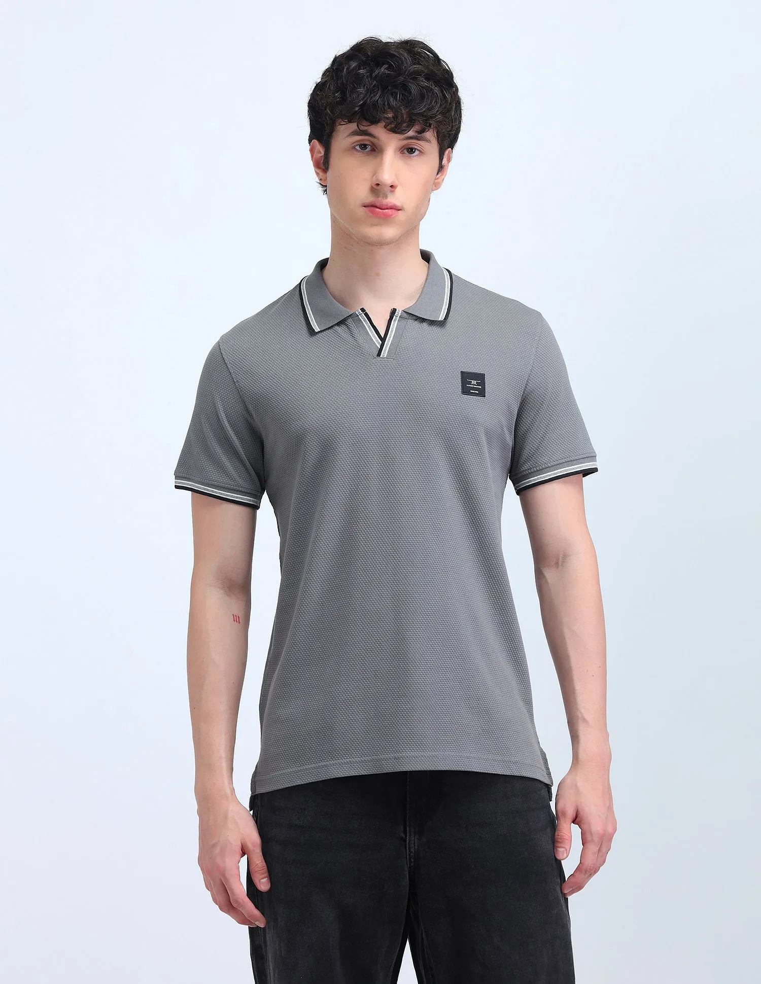 Flying Machine Cotton Solid Polo Shirt