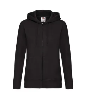 Fruit Of The Loom Ladies Lady-Fit Hooded Sweatshirt Jacket (Black) - UTBC1372