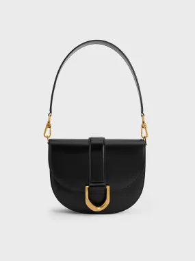 Gabine Leather Saddle Bag - Black