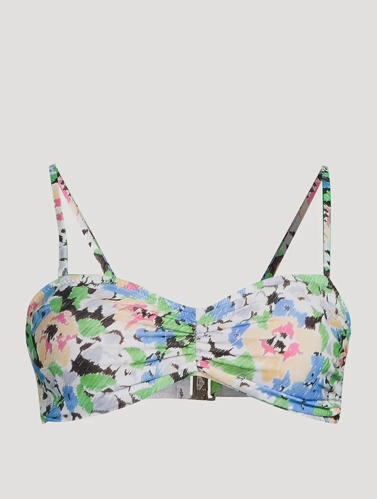 GANNI Convertible Bikini Top Floral Print