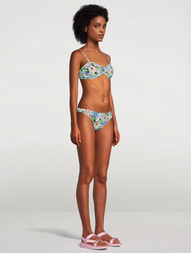 GANNI Convertible Bikini Top Floral Print