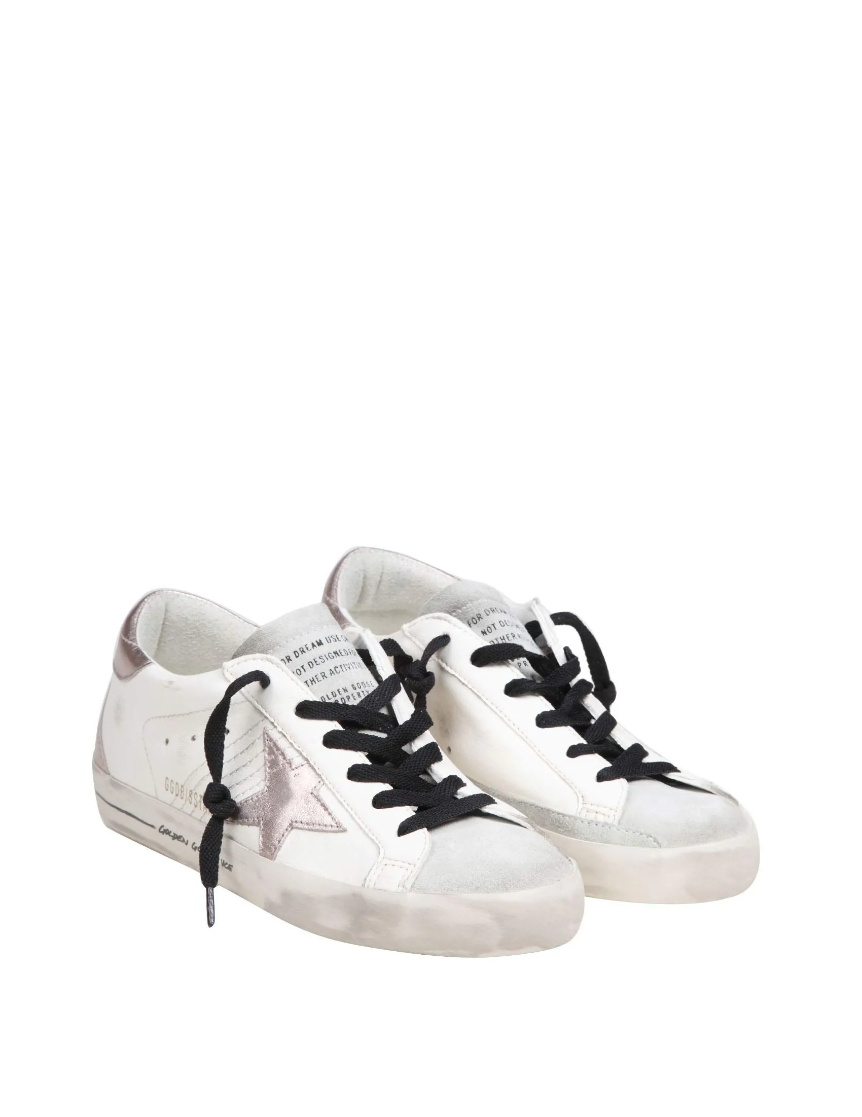 GOLDEN GOOSE SUPER-STAR SNEAKERS IN WHITE/QUARTZ LEATHER AND SUEDE