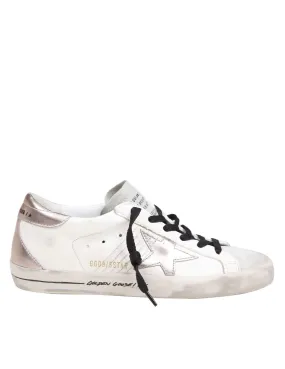 GOLDEN GOOSE SUPER-STAR SNEAKERS IN WHITE/QUARTZ LEATHER AND SUEDE