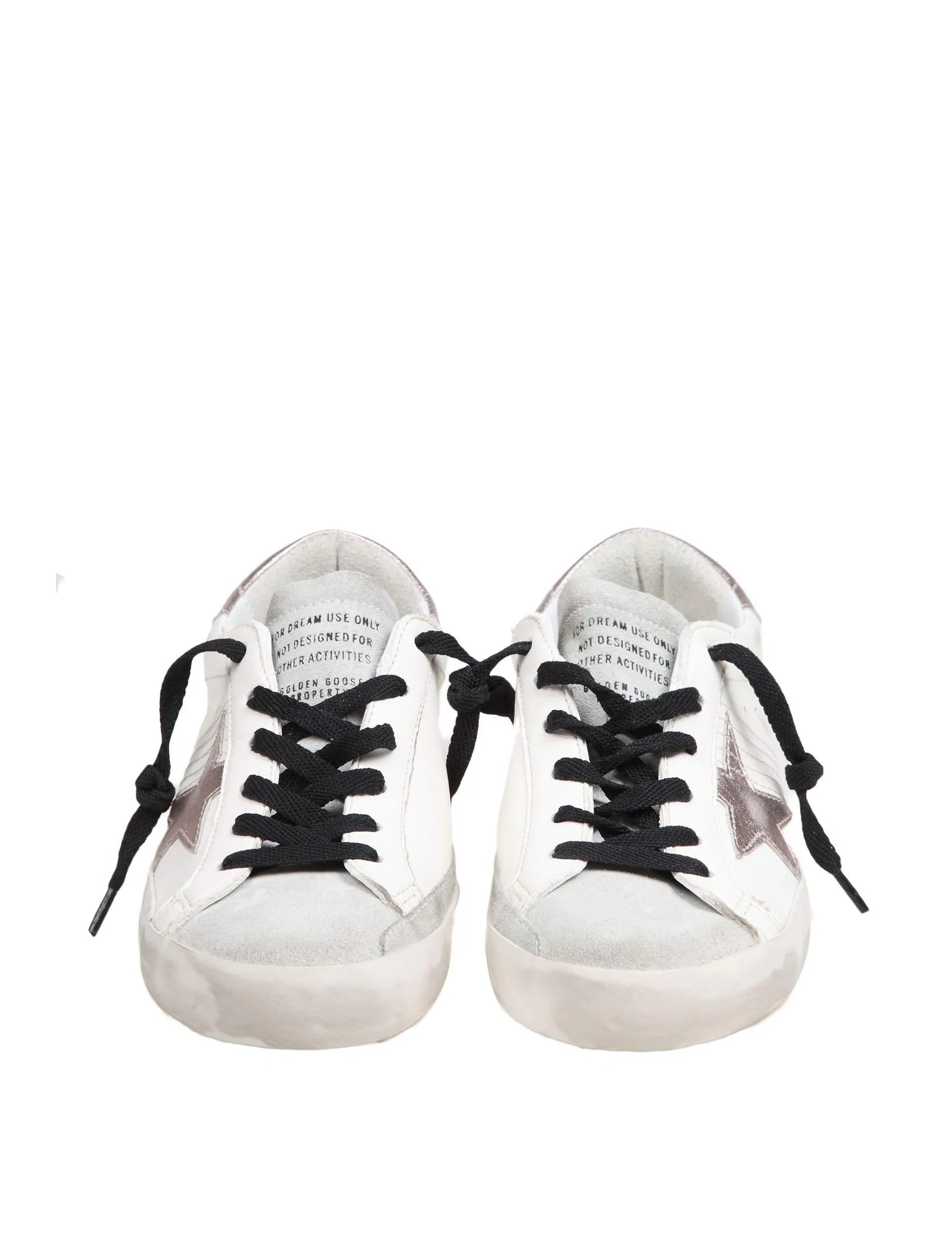 GOLDEN GOOSE SUPER-STAR SNEAKERS IN WHITE/QUARTZ LEATHER AND SUEDE