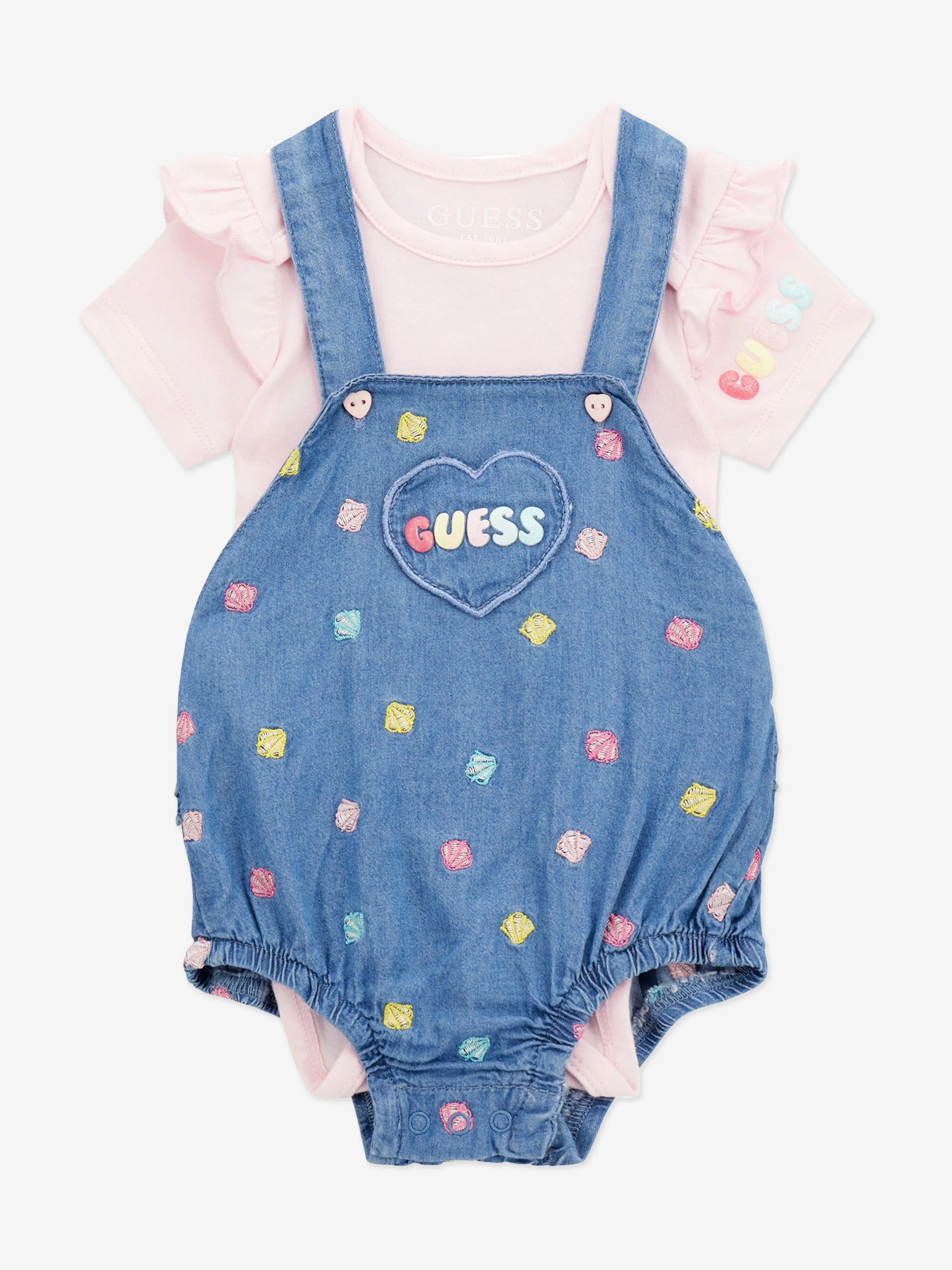 Guess Baby Girls Body And Romper Set in Pink