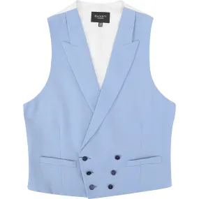 Hackett London Mens Linen Double Breasted Waistcoat in Light Blue