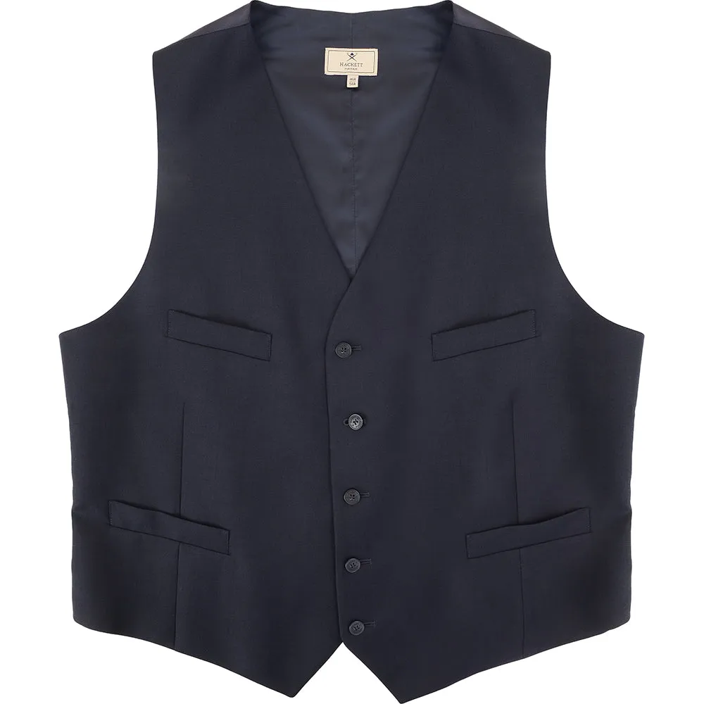 Hackett London Mens Plain Wool 4P Waistcoat in Midnight