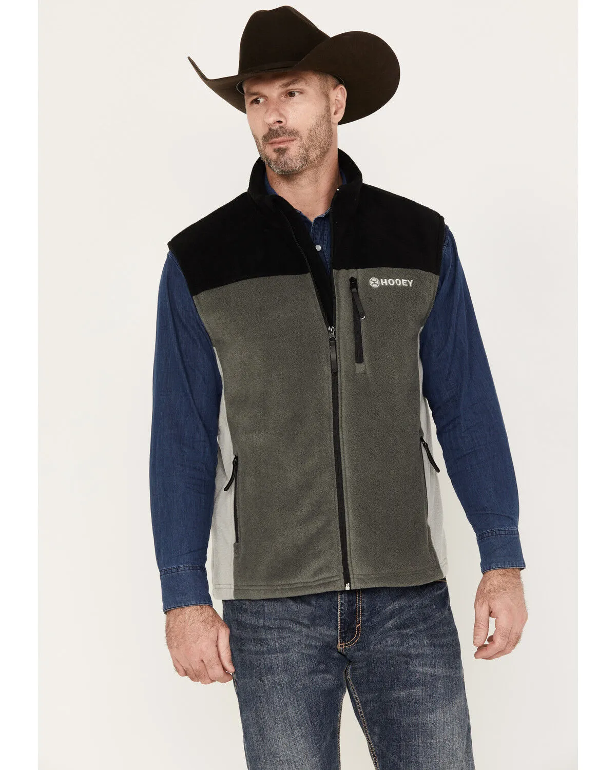 Hooey Men's Color Block Fleece Vest