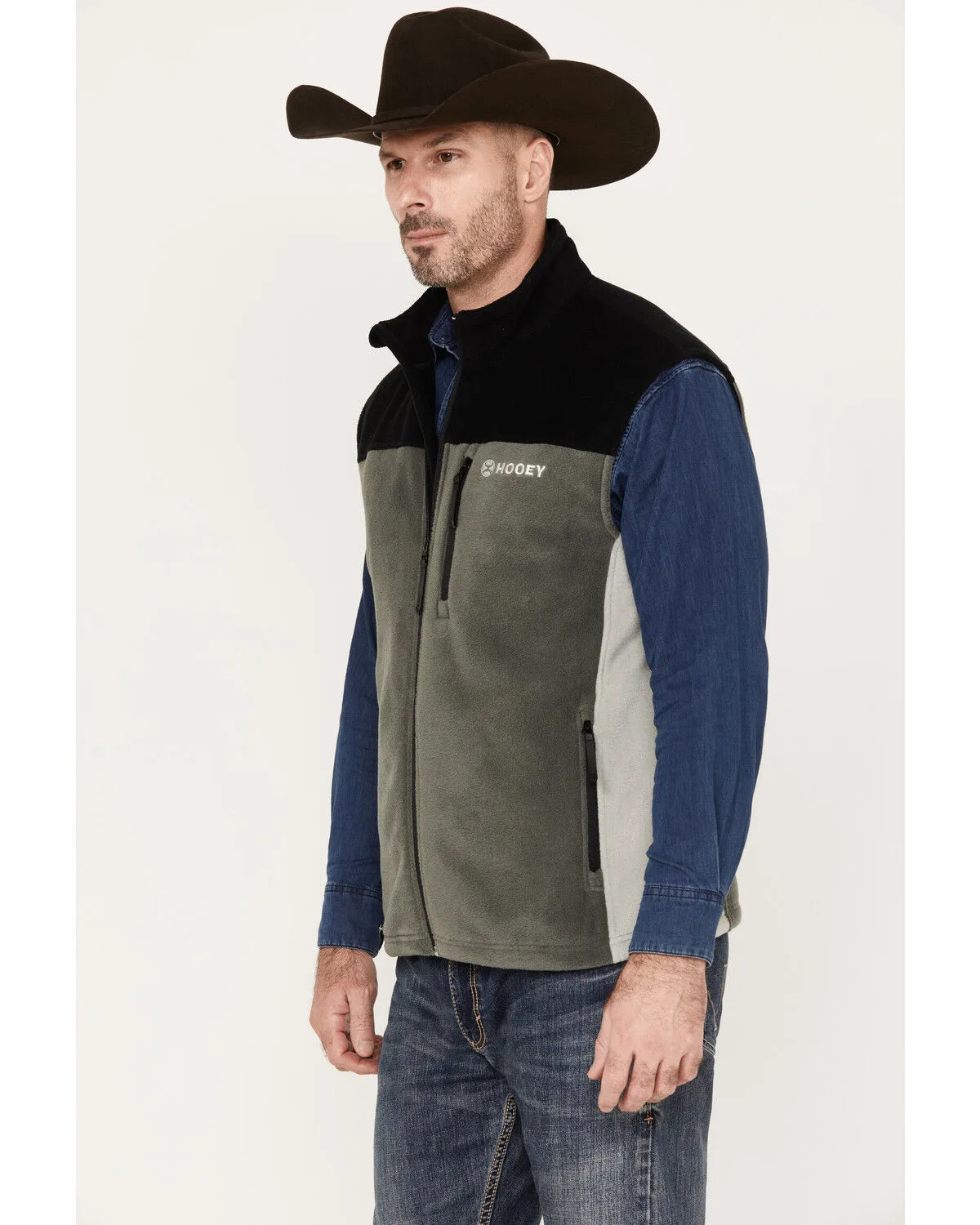 Hooey Men's Color Block Fleece Vest