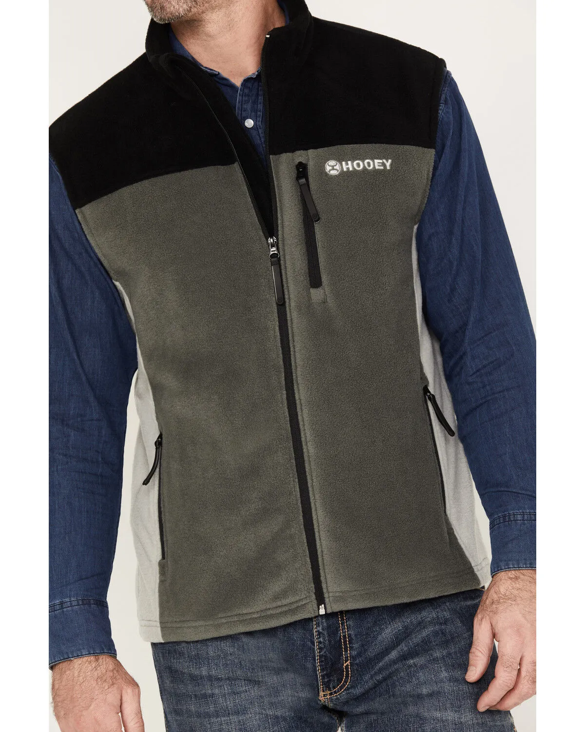 Hooey Men's Color Block Fleece Vest