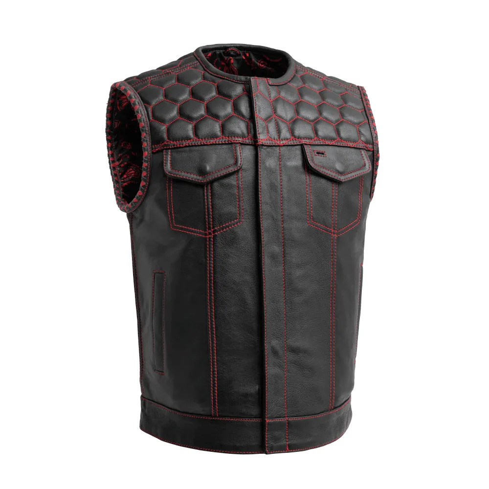 Hornet Men's Club Style Leather Vest - Available in 3 Colors