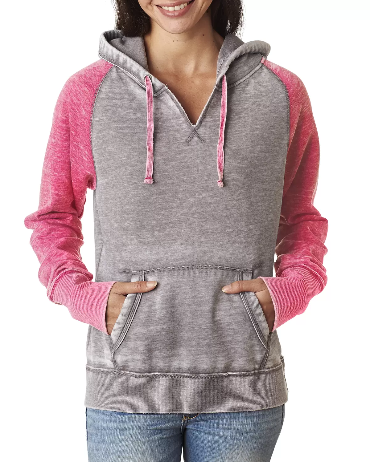 J America 8926 Women's Zen Fleece Raglan Hooded Sweatshirt SKU: 8926