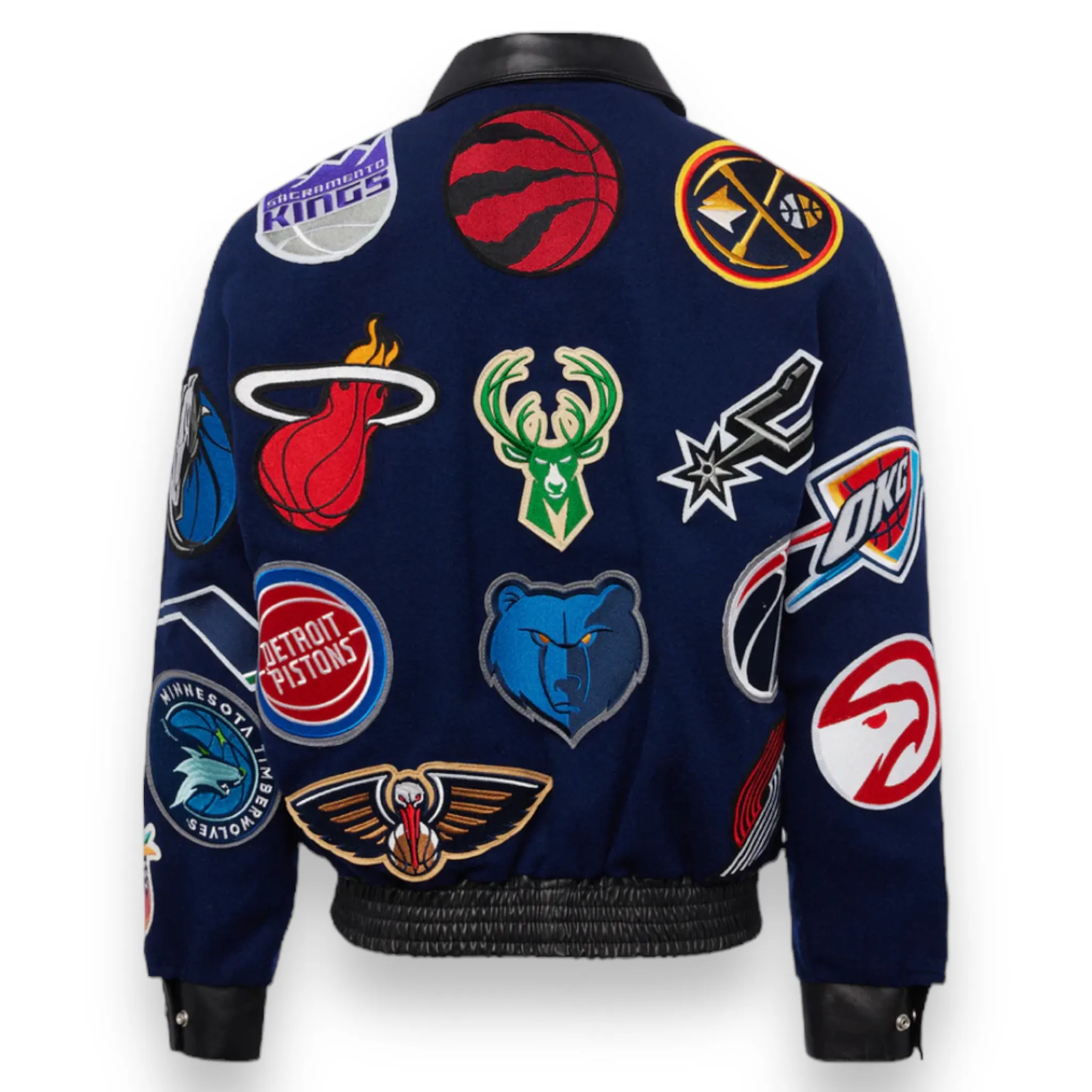 Jeff Hamilton NBA Collage Wool and Leather Jacket - Daniel's Leather