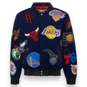 Jeff Hamilton NBA Collage Wool and Leather Jacket - Daniel's Leather