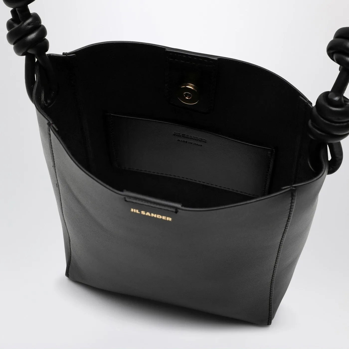 Jil Sander    Jil Sander Small Black Leather Bucket Bag