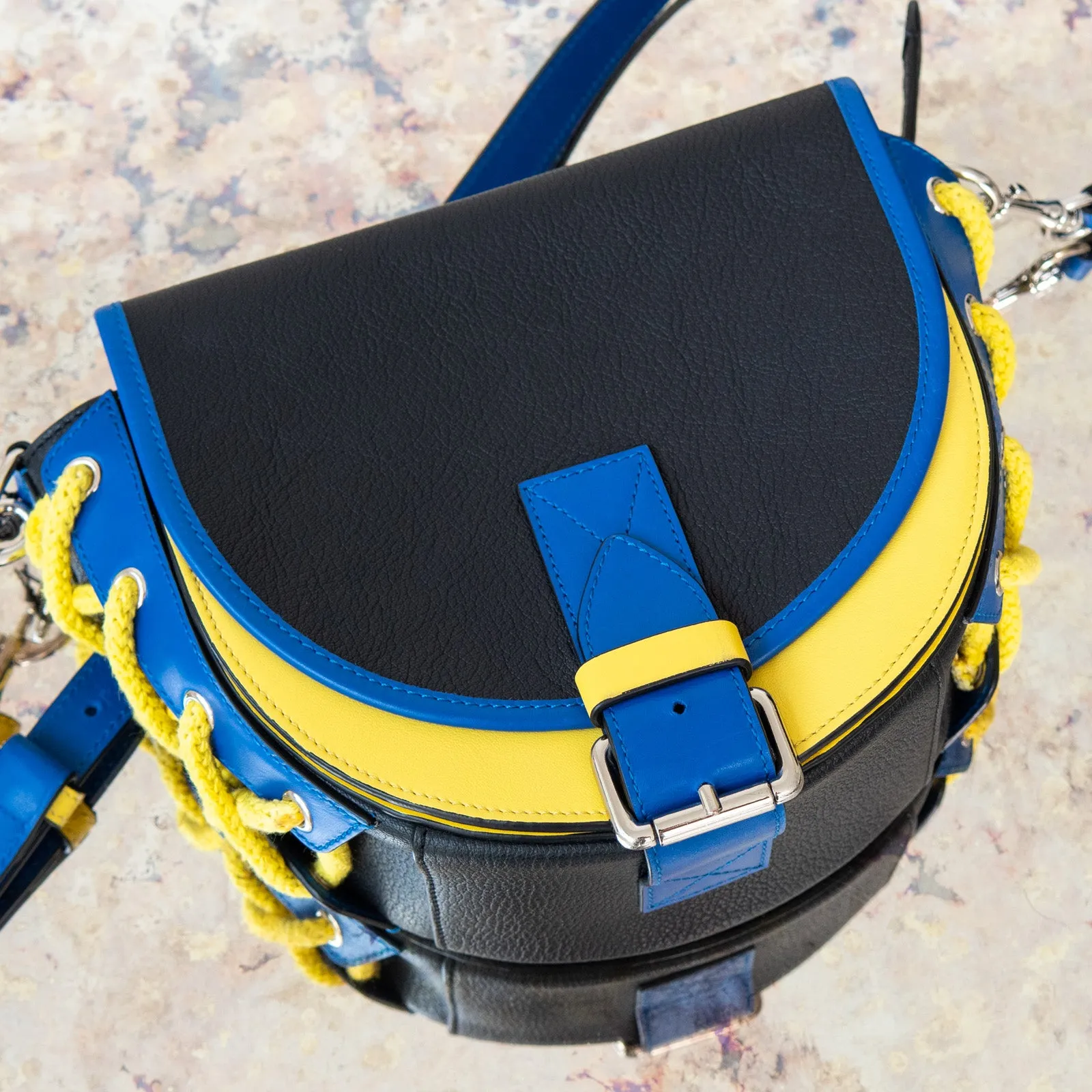 JW Anderson Black Blue And Yellow Leather Bike  Bag