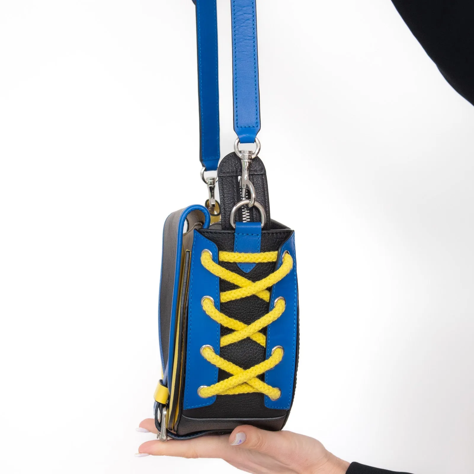 JW Anderson Black Blue And Yellow Leather Bike  Bag