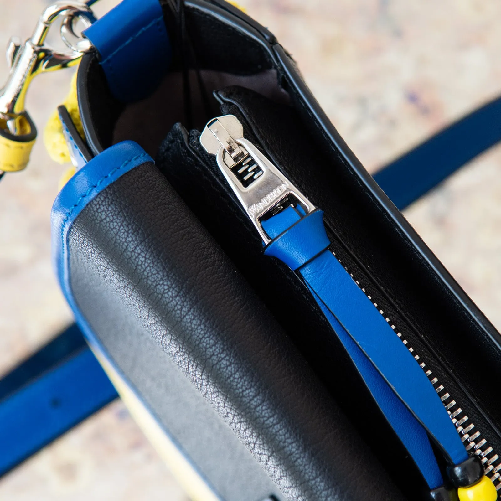 JW Anderson Black Blue And Yellow Leather Bike  Bag