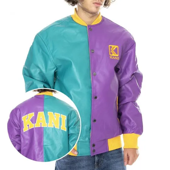 Karl Kani Og Fake Leather Purple / Teal Green College Jacket 