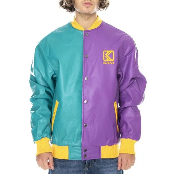 Karl Kani Og Fake Leather Purple / Teal Green College Jacket 