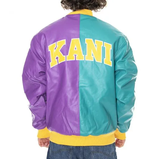 Karl Kani Og Fake Leather Purple / Teal Green College Jacket 