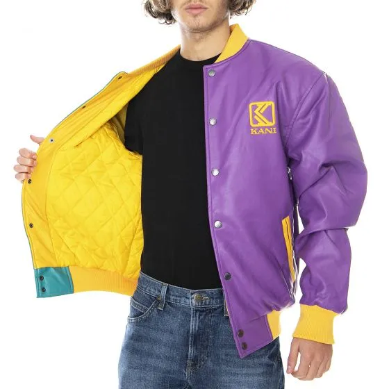 Karl Kani Og Fake Leather Purple / Teal Green College Jacket 