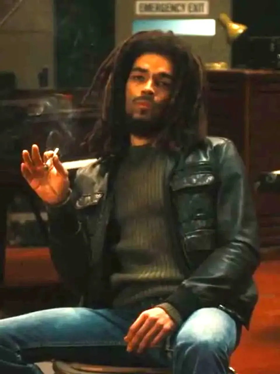 Kingsley Ben-Adir Bob Marley One Love Leather Jacket