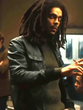 Kingsley Ben-Adir Bob Marley One Love Leather Jacket