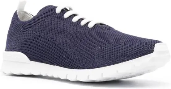 Kiton logo-embroidered knit sneakers Blue