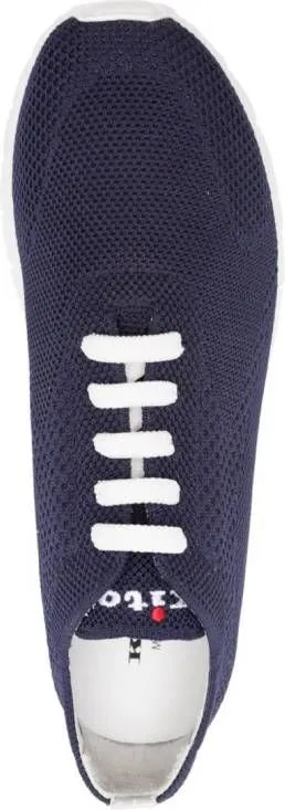 Kiton logo-embroidered knit sneakers Blue