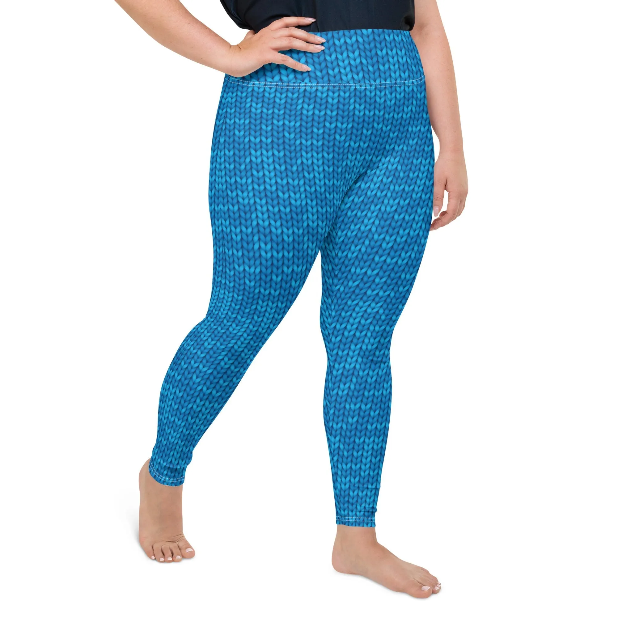 Knitted Print Pattern Plus Size Leggings