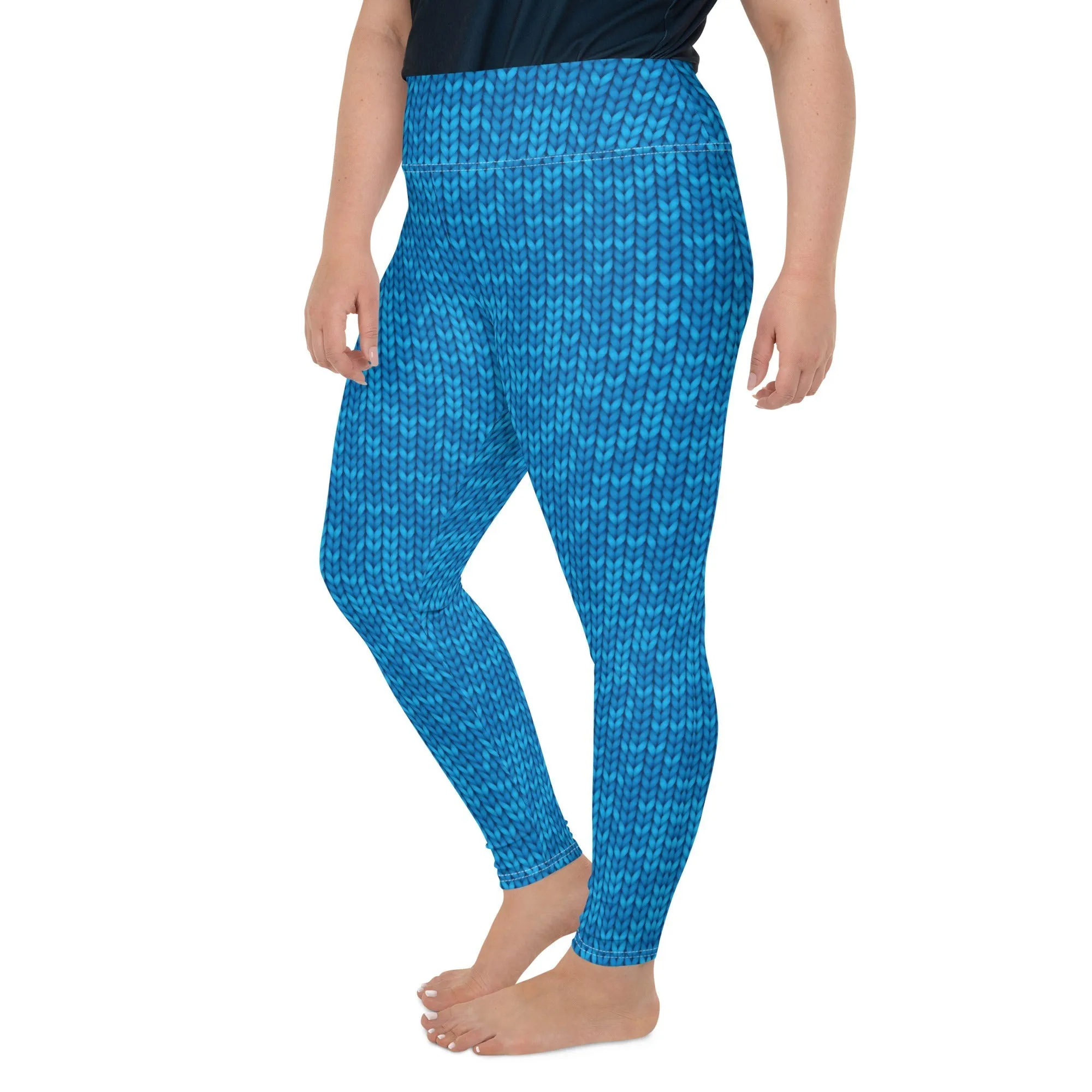 Knitted Print Pattern Plus Size Leggings