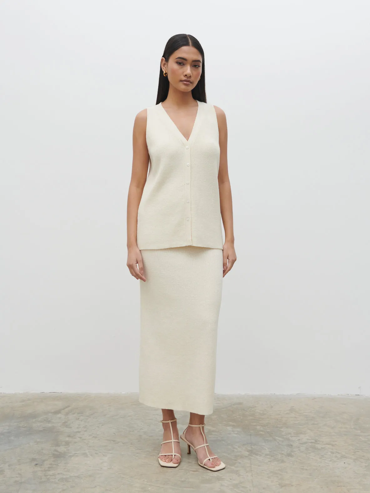 Kourtney Knit Waistcoat - Cream