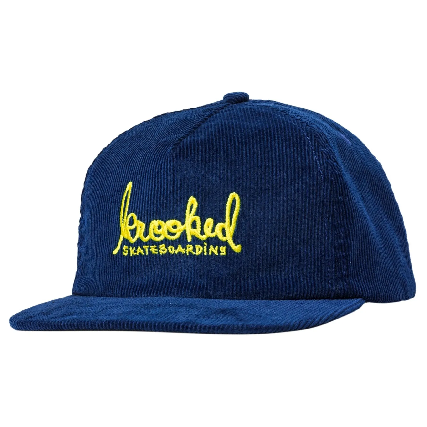 Krooked Skript Snapback Hat Corduroy Blue/Yellow