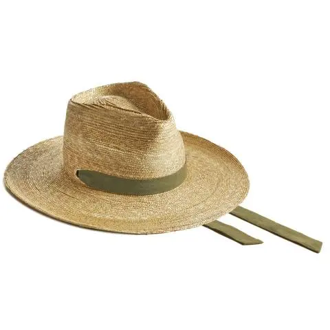 --Lady Bogart Olive Green Ribbon Straw Hat-