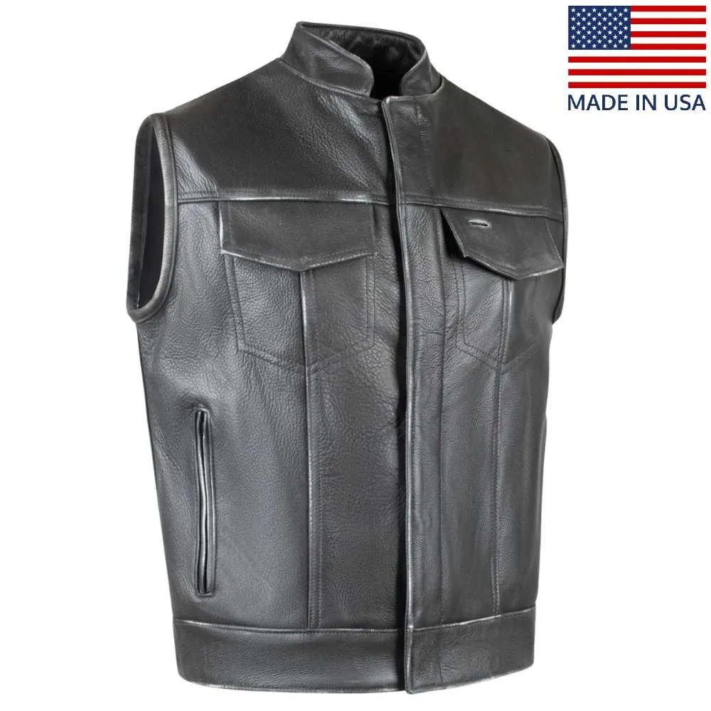 Legendary 'Reckless Outlaw' Men's Aged Leather Motorcycle Vest