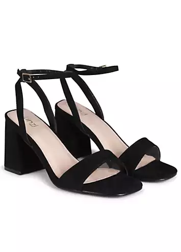 Linzi Tara Black Barely There Block Heeled Sandals | Kaleidoscope