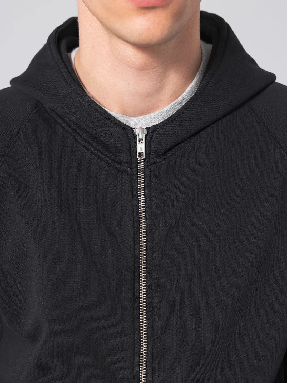 Long Sleeve Zip Hoodie - Caviar