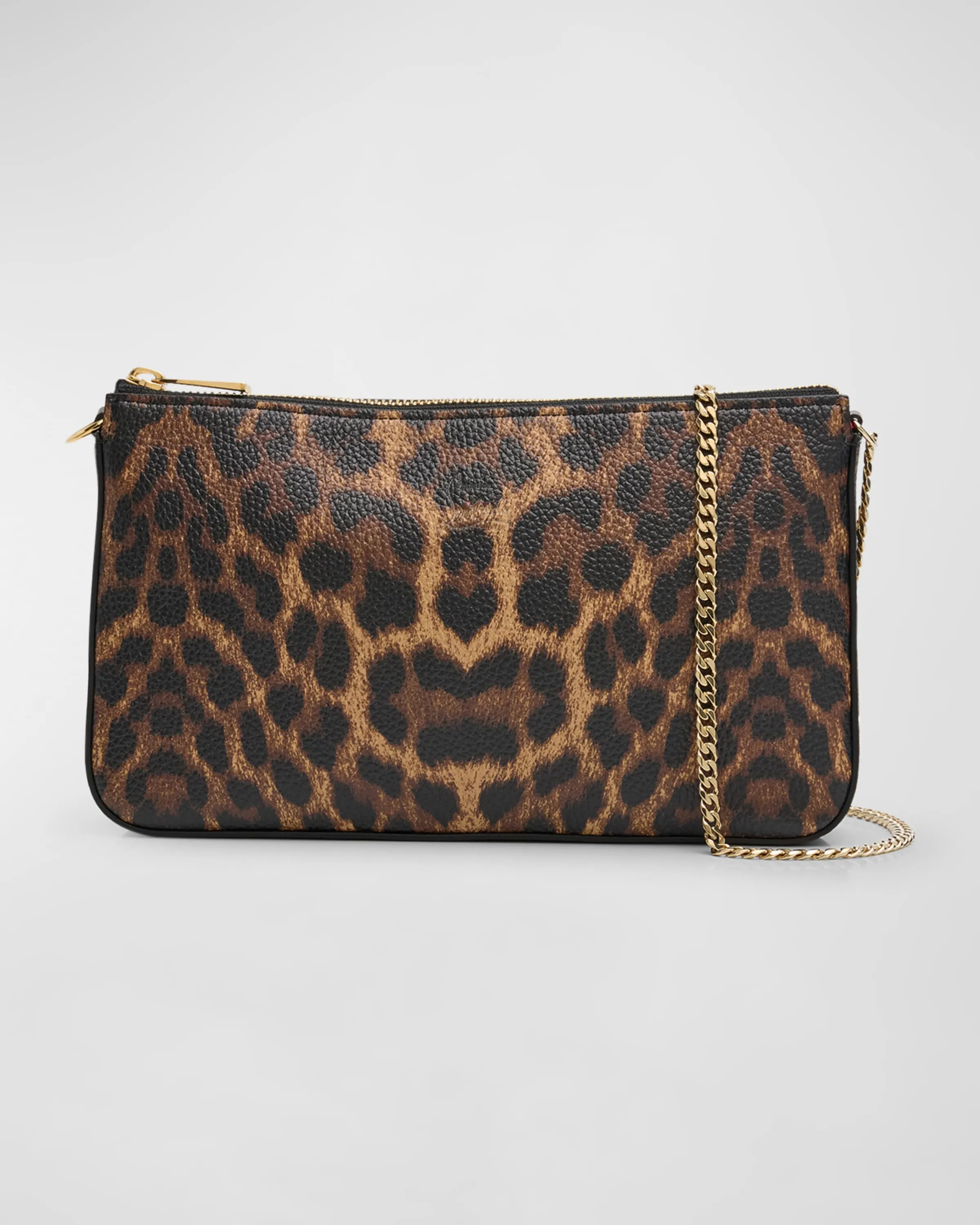 Loubila Leopard-Print Leather Pouch Bag