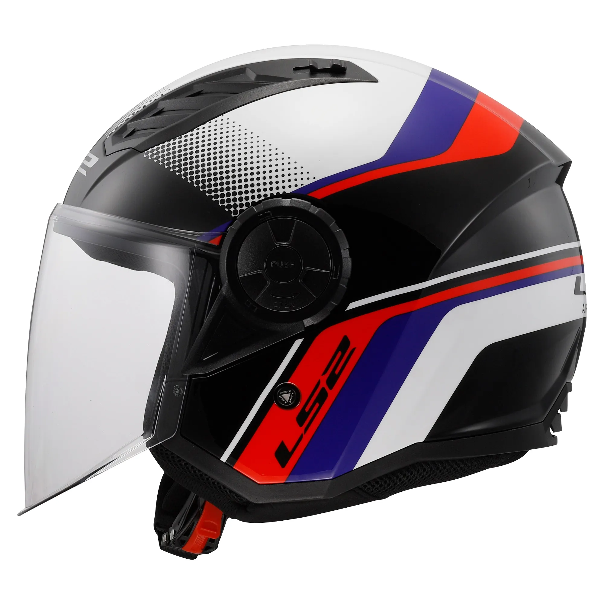 LS2 OF616 Airflow II Rush Helmet - White/Blue/Red