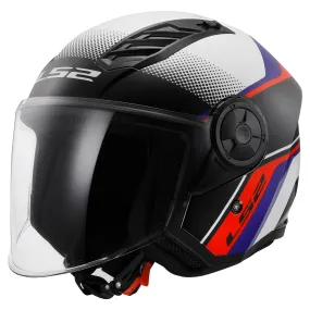 LS2 OF616 Airflow II Rush Helmet - White/Blue/Red