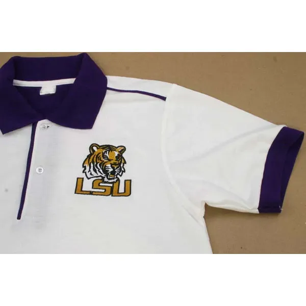 LSU White Polo Shirt Small