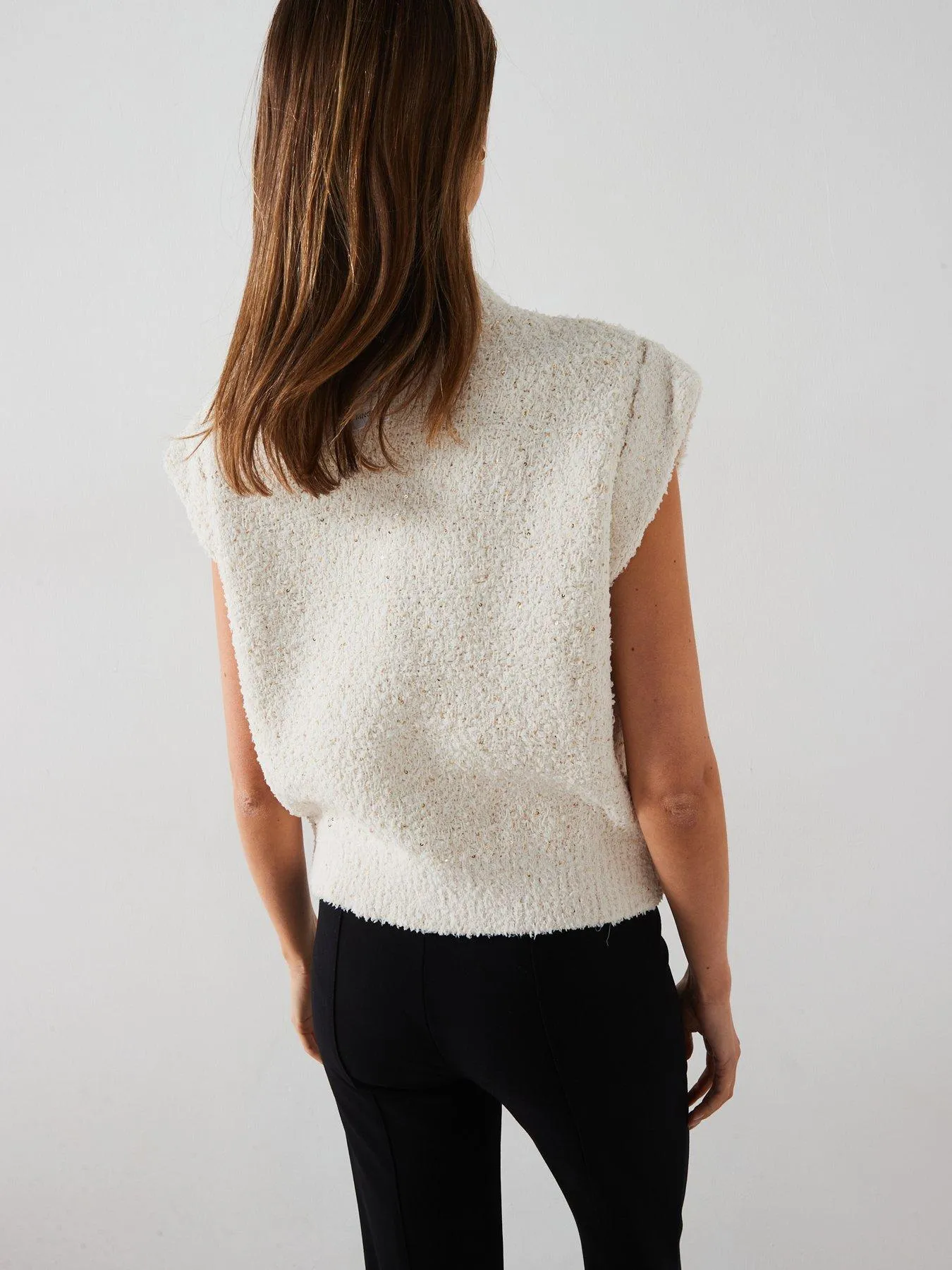 Mango Knitted Buttoned Jumper Vest - Cream